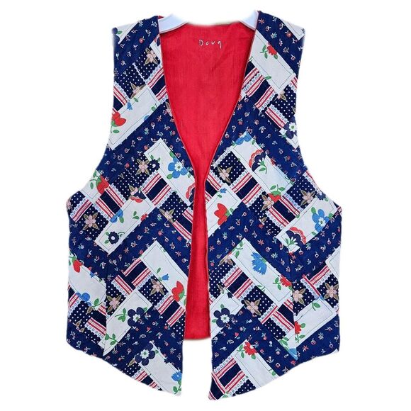 70s cottagecore boho patchwork handmade vest - Picture 1 of 5